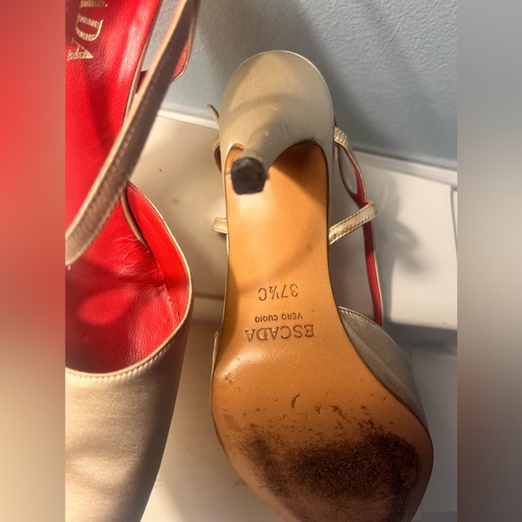 Escada Made in Italy Vintage Slingbacks in Red and Tan!! - Picture 9 of 15